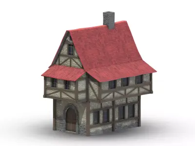 Medieval Building 02 Low Poly PBR Realistic Low-poly 3D model