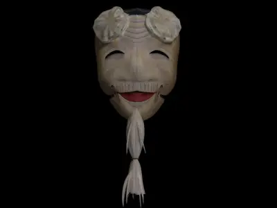 Okima Noh Mask Japanese haku Authentic Head Face Japan Armour  Low-poly 3D model