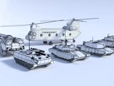 6 military vehicles 3D model