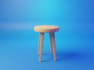 Stool wooden Free low-poly 3D model