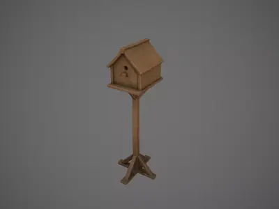 Wooden Garden Birdhouse Low-poly 3D model