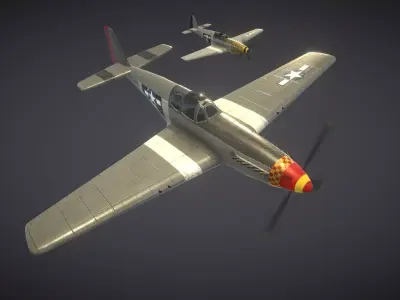 North American P-51 Mustang Low-poly 3D model
