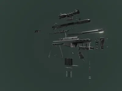 Animated Barrett Rifle Free 3D model