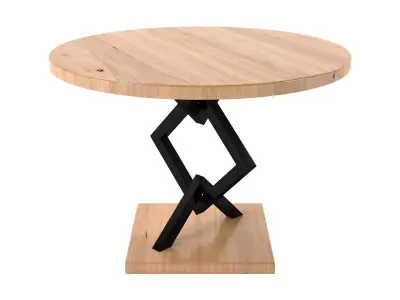 Round Dining Table - Round Wood Table - Loft Style Table Free 3D model