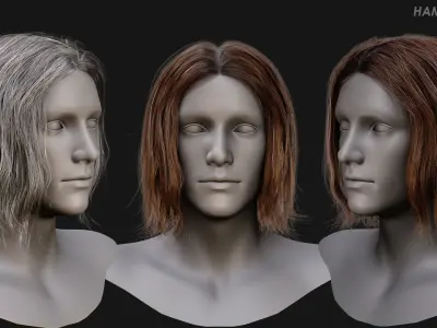 Real Time Hair Card Male Hairstyle part 12 Low-poly 3D model