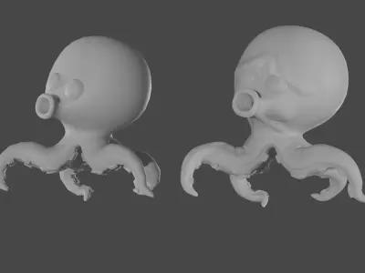 Octopus low and high poly mesh stylized Low-poly 3D model