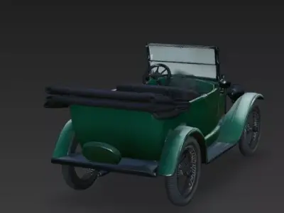 Classic Vintage Antique Tourer Green Vehicle 3d model Low-poly 3D model