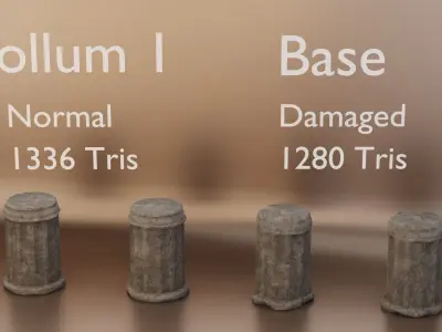 Old Stone Collums 4K PBR Modular Low-poly 3D model