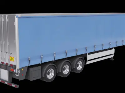 Curtainsider Semi Trailer All PBR Unity UE Textures Low-poly 3D model