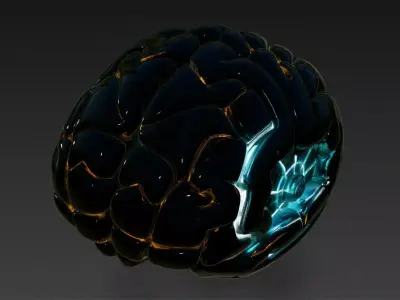 Black Cyan Cyberpunk Tech Brain Model Bundle 3D model