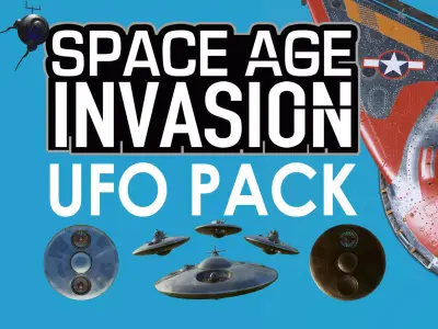 Space Age Invasion Modular UFO Fleet Low-poly 3D model