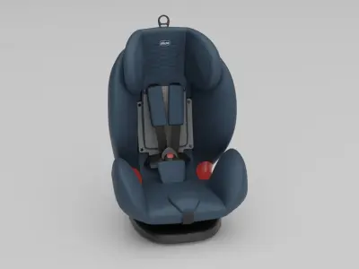 Blue colour detailed Chicco Seat 4 Fix 0-36 kg baby car seat S Low-poly 3D model