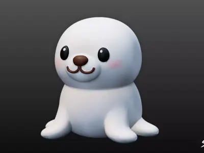 Cartoon Plush Seal Low-poly 3D model