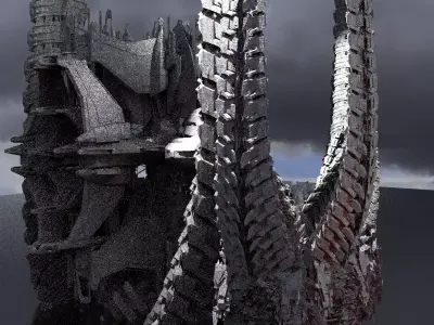 Alien Spine Tower 3 versions  3D model