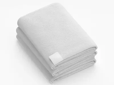 Folded Bath Towels Large 3 Pile White Blue and Gray 3D model