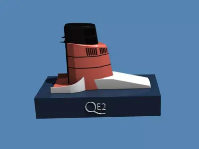 Iconic funnels Queen Elizabeth 2 QE2 3D print model