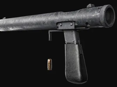 Welrod Mk II Suppressed Pistol Low-poly 3D model