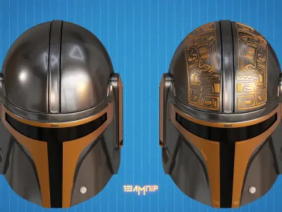 Detailed Mandalorian Helmet 3D print model