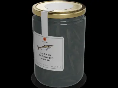 Smoked fish and seafood Smoked Anchovies Low-poly 3D model