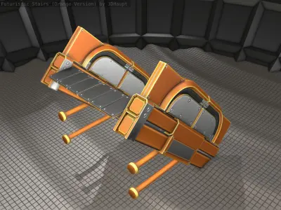 Sci-Fi Stairs - 21 - Orange Version Low-poly 3D model