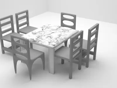 Modern Dining Table Set Free 3D model