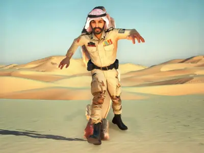 Omani Captain in Desert Camouflage Low-poly 3D model