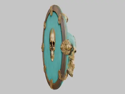 Medieval Fantasy Round Skull Shield Low-poly 3D model
