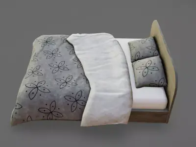 Double Bed 12 Free low-poly 3D model