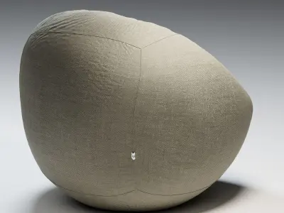 Textured Puffy furniture decoration 3D couch high poly model Free 3D model