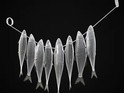 Hanging Herring Fish Low-poly 3D model