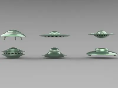 UFO spaceships Low-poly 3D model