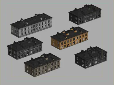 Soviet-style residential buildings pack 3D model