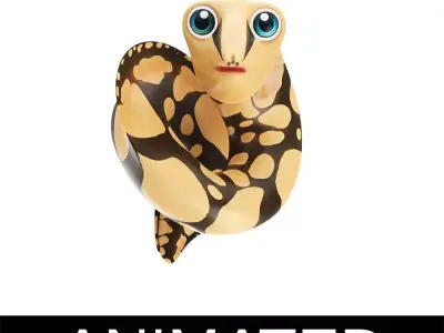 Tire Track Eel Fish Cartoon Animated Low-poly 3D model