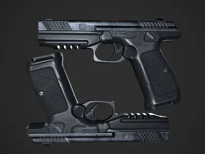 Lebedev pistol  PL-14  Low-poly 3D model