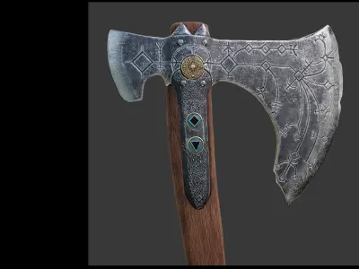 Axe Kratos Leviathan God of War Low-poly 3D model