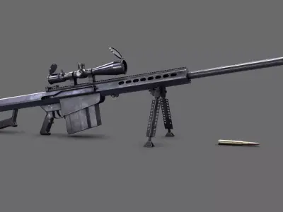 Barrett M107A1 sniper rifle  Low-poly 3D model