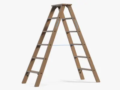 Wooden Step Ladder Open 3D model