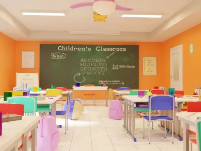 CHIDRENS CLASSROOM LOW POLY SCENE Low-poly 3D model