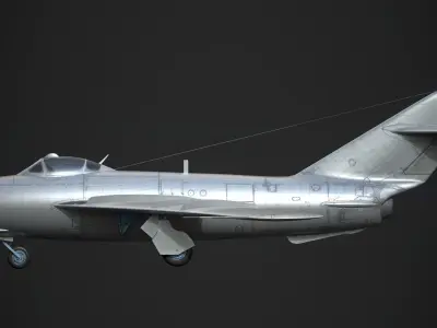 mig-17 silver fighter jet Low-poly 3D model