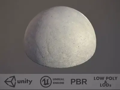 Concrete Hemisphere Barrier pack 1 Three Color Options Free low-poly 3D model