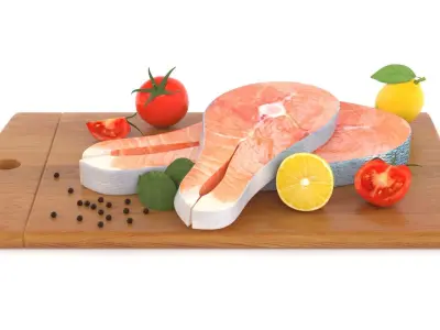 Salmon Steak with Vegetables 3D model