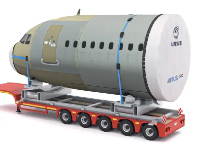 Lowboy Trailer with Airplane 3D model