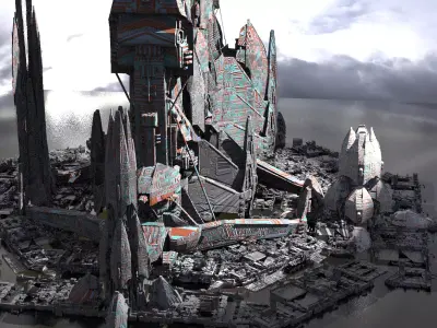 Alien Base Tower Designs Kit bash 3D model