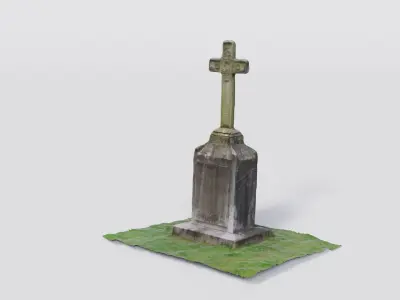 Historical headstone with a cross 3D model