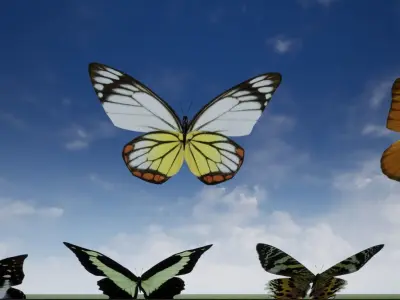 4K Butterflies rigged and animated Low-poly 3D model