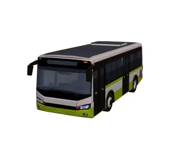 Low Poly Modern Short City Bus Model PBR Texture Low-poly 3D model