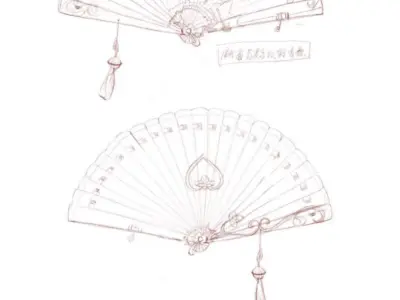 Rocking Wind Series Chinese Fan  Scene model included 3D model