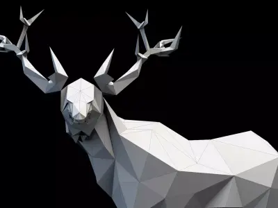 Elk cubism Low-poly 3D model
