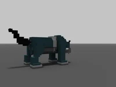 Wolfie pixel dog in minecraft Low-poly 3D model