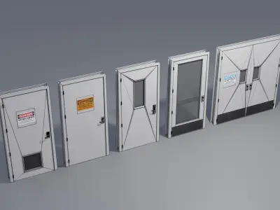 Industrial Doors 4K and 2K Low-poly 3D model